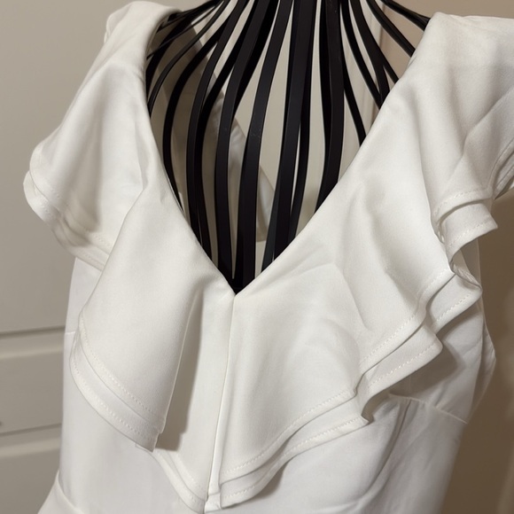 Lulu's White Ruffled V-Neck Mini Dress - Picture 2 of 8